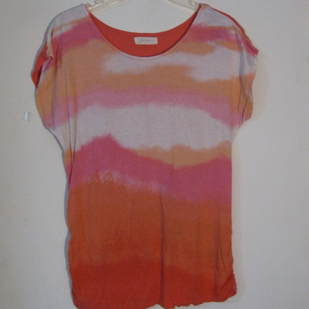 ** Janeric Tie Dye Top Juniors XL Pink Orange Burnout Blouse